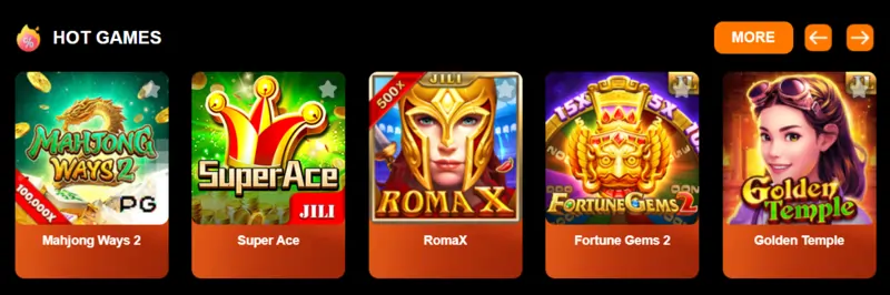 Explore a variety of popular casino games at PHGINTO