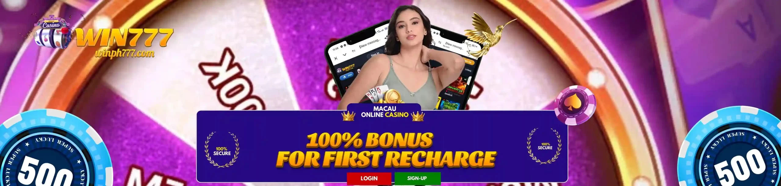 WIN777 100% Bonus on First Deposit